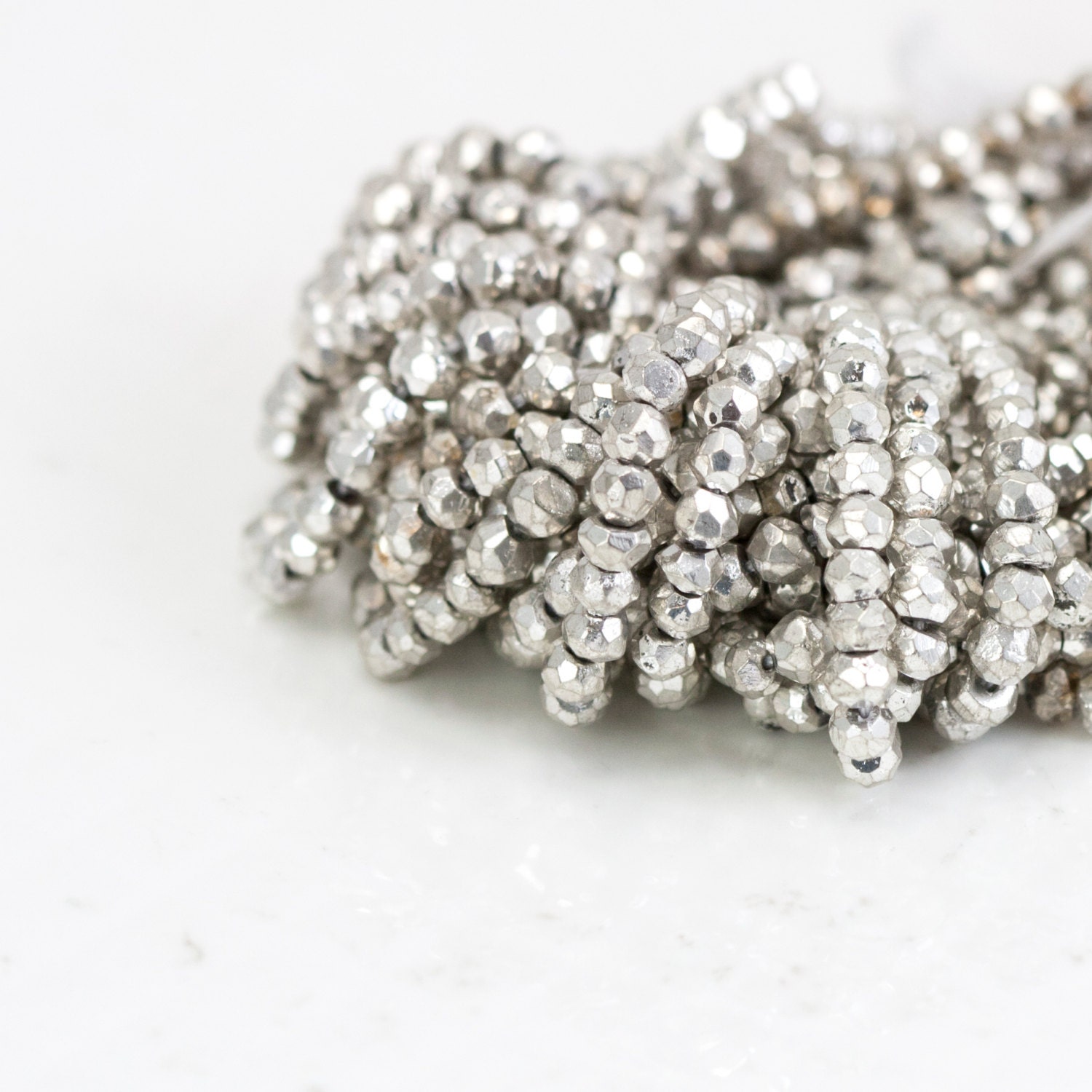 Silver Pyrite Beads Pyrite Faceted Bead Rondelle Gemstone