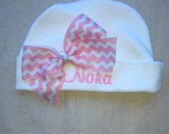 personalized hospital baby beanie, newborn girl coming home, baby girl clothes - newborn girl beanie - monogrammed baby gift - newborn girl