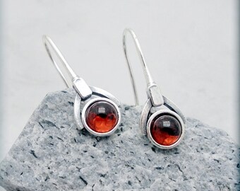 Garnet Earrings, January Birthstone Earrings, Gemstone Jewelry, Gemstone Earrings, Sterling Silver, Modern, Minimalist SE986