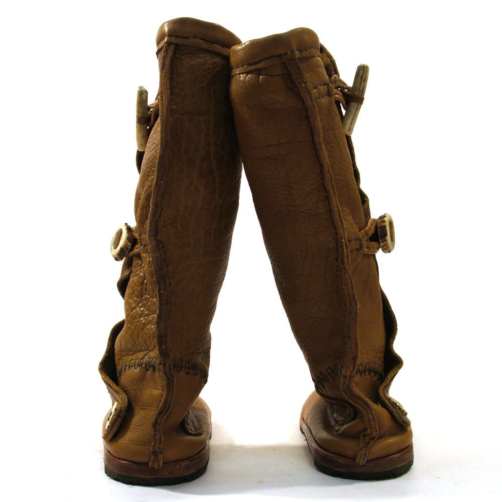 handmade leather moccasin boots