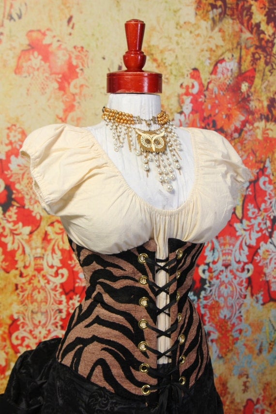 Waist 26 to 28-Punk Rock Zebra Print Underbust Corset by damselinthisdress steampunk buy now online