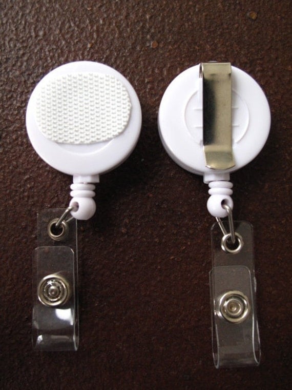 Velcro Clip on White Retractable Badge Reel