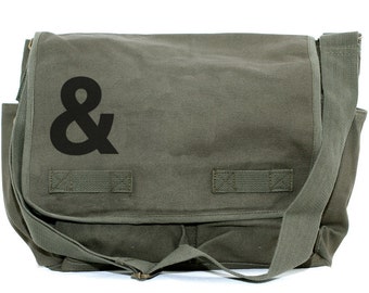 Ampersand Messenger Bag, & Laptop Bag, Crossbody Bag, Large Canvas Bag, Hip Diaper Bag, Gift for Women, Weekender Bag, Work Bag, School Bag