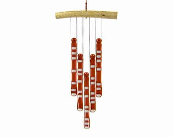 Root Beer and Cream Wind Chime, White and Amber Windchime