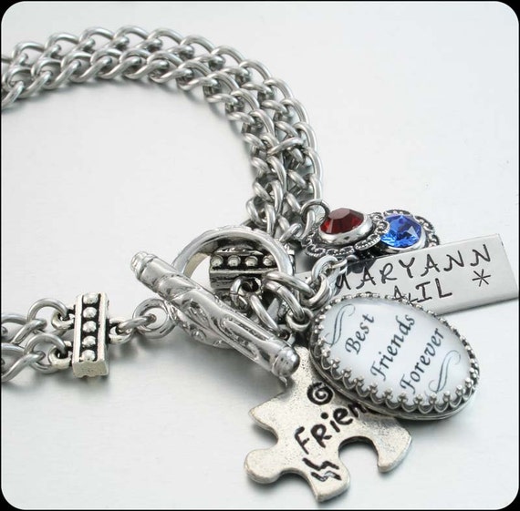 Custom Best Friends Charm Bracelet Set of 2 by BlackberryDesigns