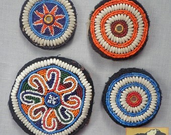 Vintage Tribal Talisman: Kuchi Beaded Remnant Gul I Peron Patch Set #20