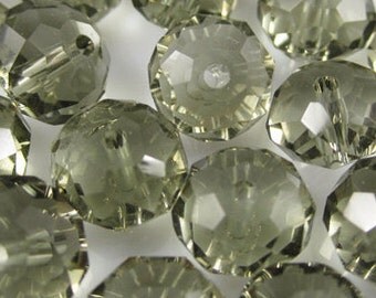 gray Crystal 6x8 clear glass crystal beads quantity 35 D9