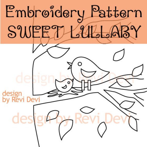 Items similar to Bird Embroidery Pattern / Sweet Lullaby PDF 15034