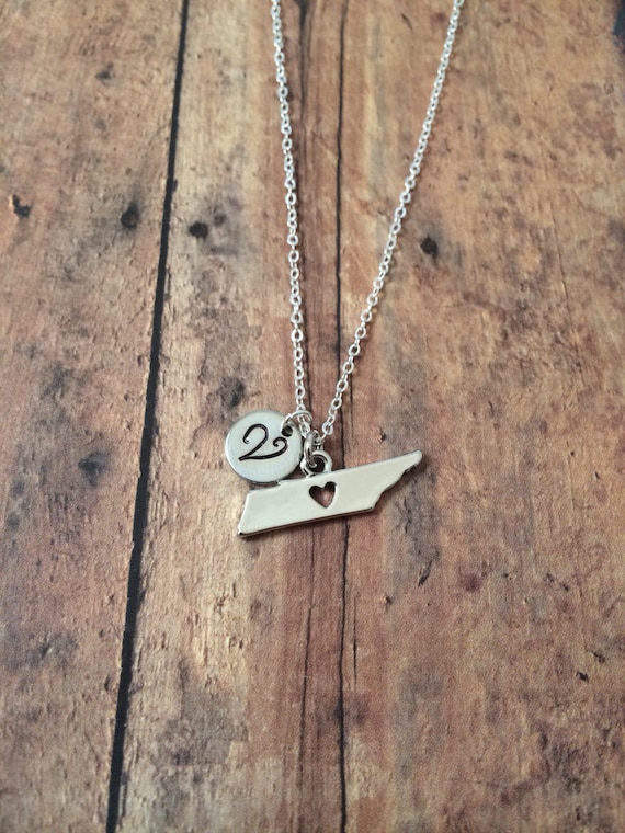 Tennessee initial necklace Tennessee jewelry state