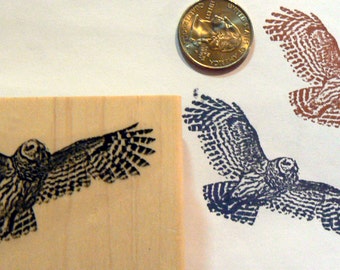 Flying owl rubber stamp P53