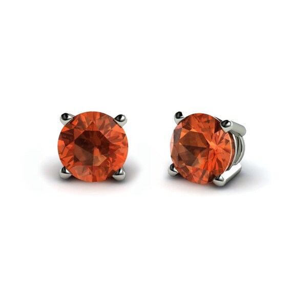 14K Orange Topaz Earrings Topaz Stud Earrings Post by RareEarth