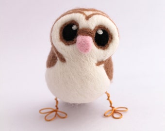 Barn Owl Needle Felted Owl Brown Owl Decoration, Felt Bird Ornament, Felt Owl