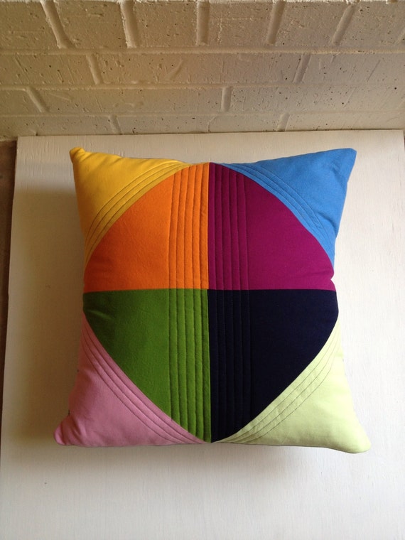 Items similar to Modern Quilted Patchwork Pillow Cover 16" on Etsy