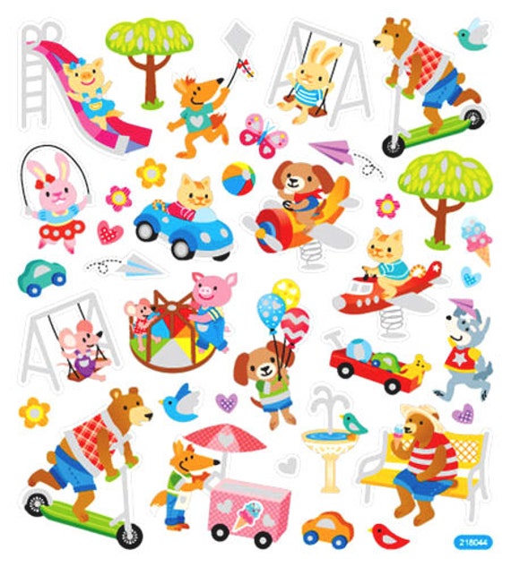 Animals At Playground Sticker Animal Stickers Cute Animal