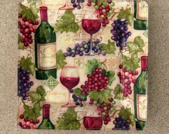 Designer Decoupage Plate Wine Grapes