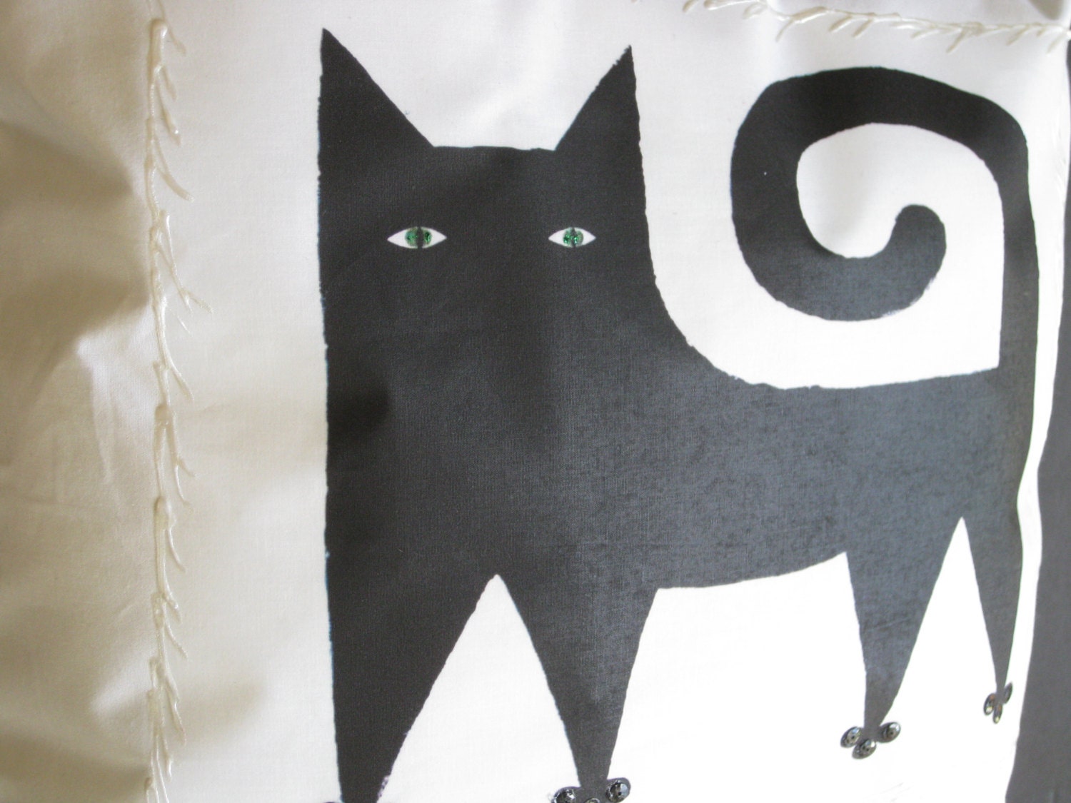 Black Cat Pillow by Laineybean on Etsy