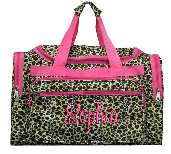 Personalized Duffle Bag Leopard Dance Bag Luggage Gym Travel