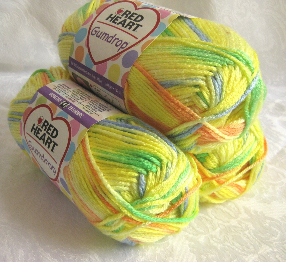 Red Heart Gumdrop yarn LEMON yellow worsted weight by crochetgal