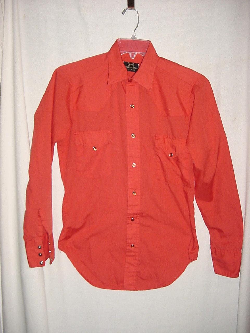 Vintage 70s Red Mens Western Wear Shirt by retroactivevintage