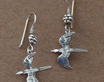 Earrings - Sterling Silver 3D SPARROW - Bird