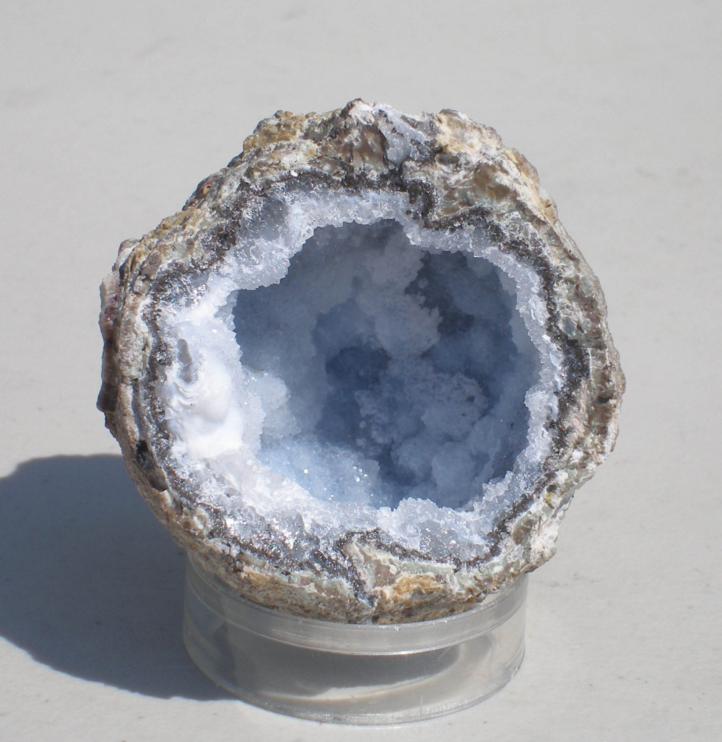 Ice Blue Agate Crystal Filled Trancas Geode Decorative