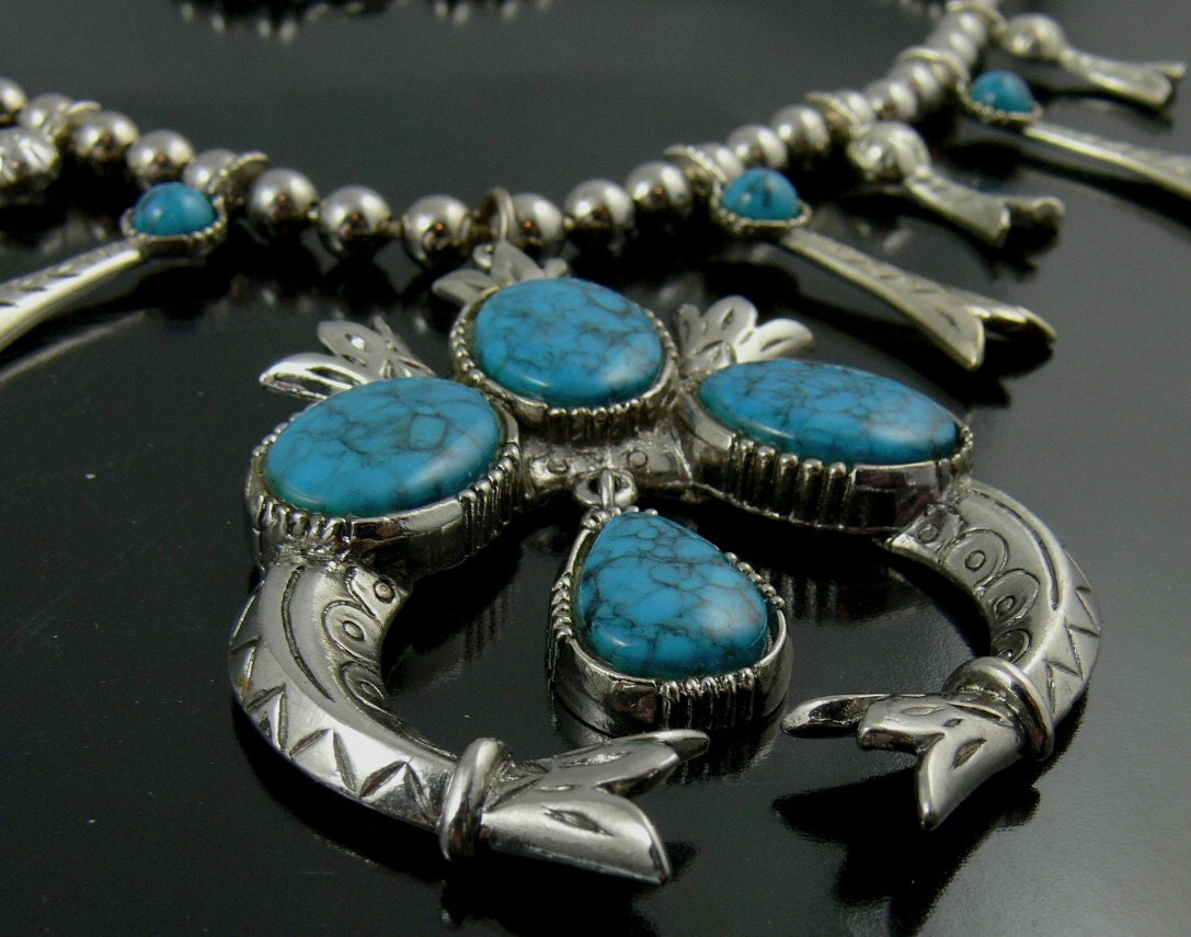 Vintage Squash Blossom Necklace Signed ART Costume Jewelry