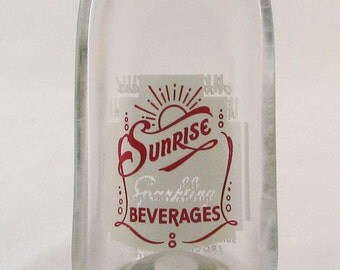 Vintage SUNRISE bottle - Melted pop bottle spoonrest or dish - upcycled bottle - Rochester NY - Buy 3 bogo sale