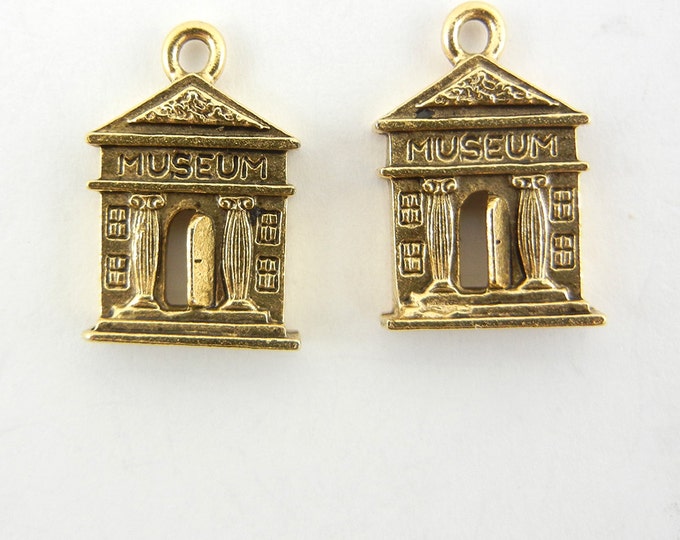 Two Gold-tone Pewter Museum Facade Charms