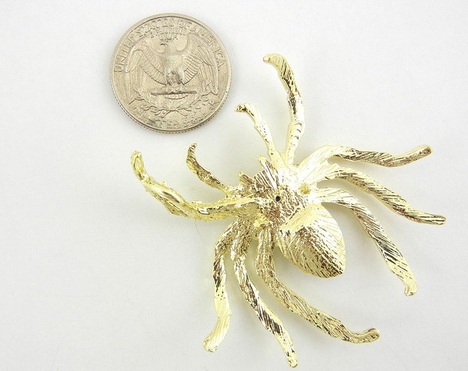 Large Gold-tone Rhinestone Spider Pendant