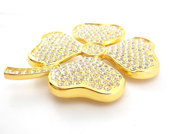 Large Gold-tone Four Leaf Clover Belt Buckle