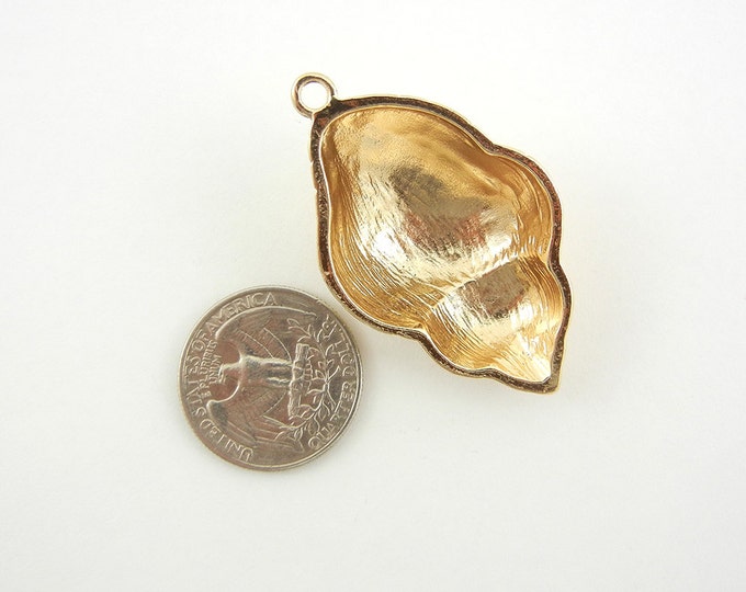 Gold-tone Seashell Charm Pendant with Scattered Rhinestones