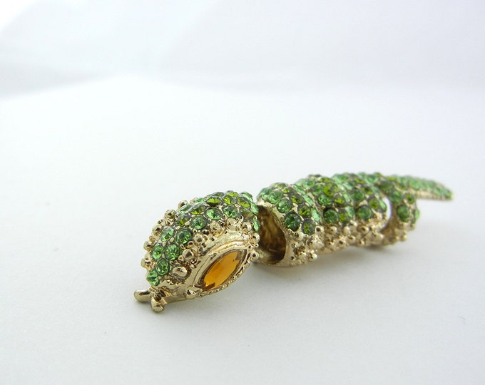 Green Rhinestone Snake Tube Charm