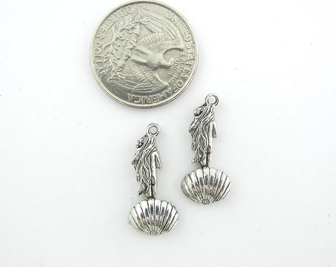 Pair of Silver-tone Pewter Venus on the Half Shell Charms