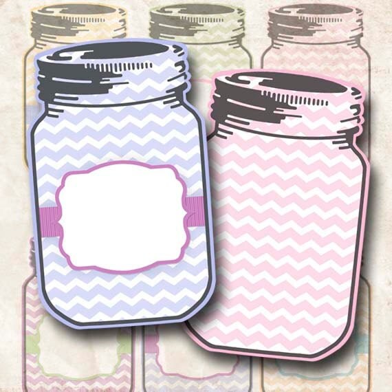 Digital Tags Mason Jar Tags Chevron Tags Gift Tags Hang Tags