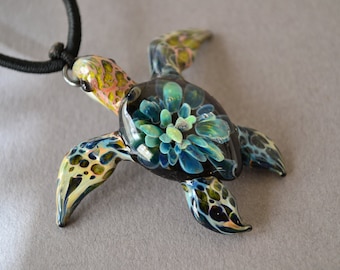 Turquoise Tide Pool Sea Turtle pendant Great Gift