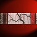 Large Koi Fish Painting Chocolate Brown Grey and Red Cherry Blossom and Bamboo Original Abstract Asian Zen Art Ships Fast 60x16
