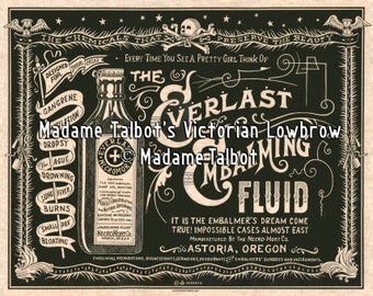 Everlast Necromort Embalming Fluid Mortician Undertaker Burial Victorian Lowbrow Poster