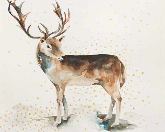 Items Similar To This Is An Original Reindeer Watercolor Painting On Etsy