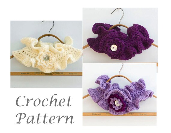 ruffle neck warmer crochet pattern Warmer Pattern Crochet Ruffled for Flower, Buttoned Ruffle with Neck