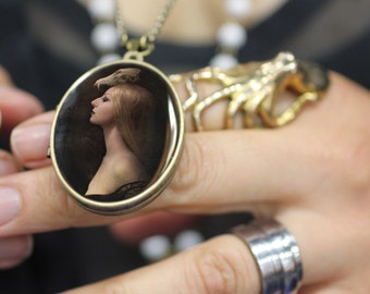 Solid Natural Perfume Locket with Noir artwork by Greg Spalenka - Choose the fragrance for your luxury scent locket - Victorian Gothic