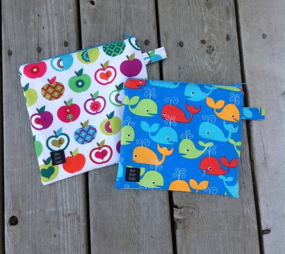 Reusable sandwich snack bag wet bag