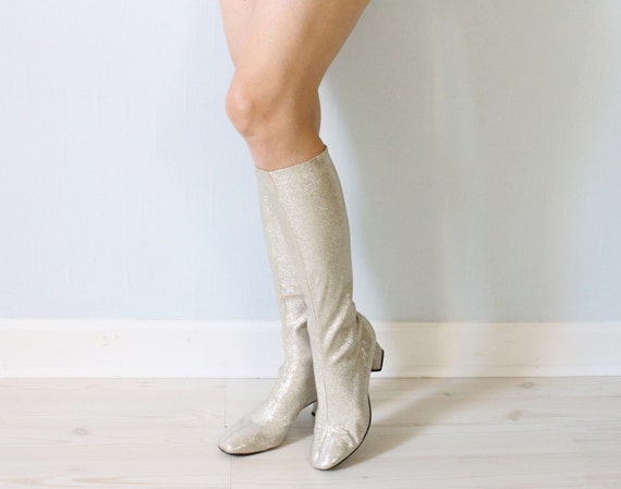 silver gogo boots wide calf