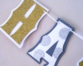 HAPPY EVERYTHING Banner - Gold Glitter and Silver Glitter Polka Dots Il_170x135