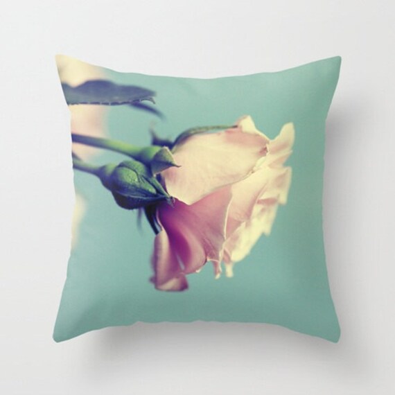 Items similar to Rose Decorative Pillow Cover, flower throw pillow cover, girly pastel couch ...