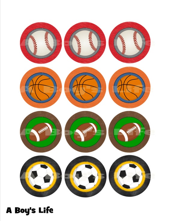 INSTANT DOWNLOAD All Star Sports Cupcake Toppers by aboyslife
