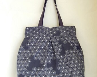 Gray Millefiori Fabric Large Pleated Weekender Bag - READY TO SHIP