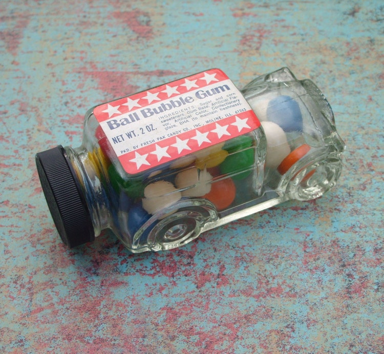 Vintage Ball Bubble Gum Antique Car Glass by TinselandTrinkets