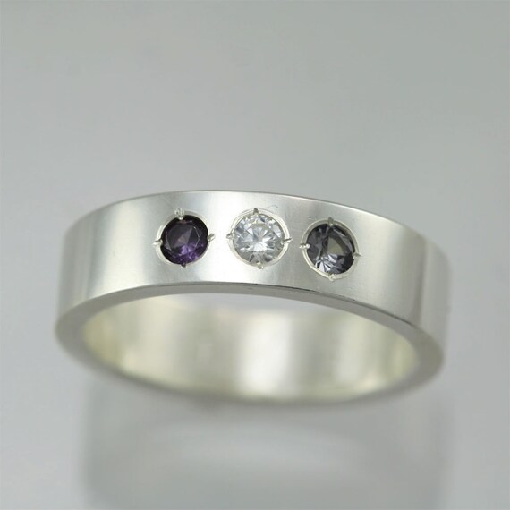 3 Stone Mothers Ring in Sterling Silver Made to Order