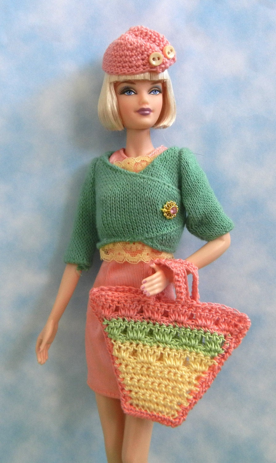 6 crochet patterns PDF for Barbie size fashion doll: