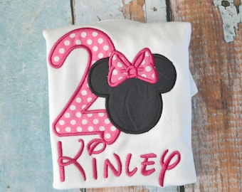 Girls Minnie Mouse Birthday Shirt, Girls Birthday Shirt, Pink Polka Dot Minnie mouse shirt